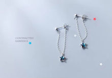 Cargar imagen en el visor de la galería, Venta caliente moda Swing azul estrellas de cristal pendientes de gota 925 Plata de ley