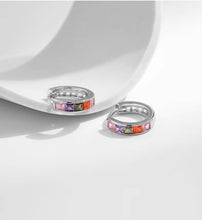 Load image into Gallery viewer, pendientes de aro de Plata de Ley 925 para mujer