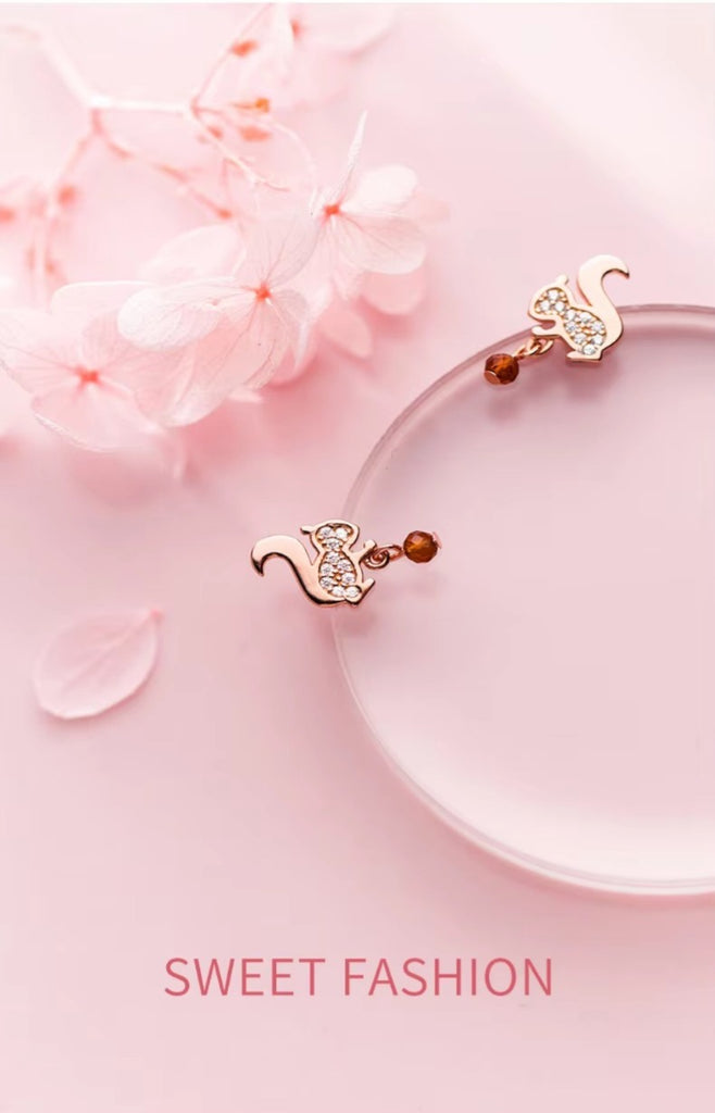 pendientes de plata de ley 100% con forma de ardilla para mujer