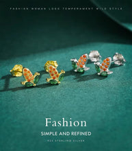 Load image into Gallery viewer, pendientes de plata esterlina 100% para mujer y niño, aretes pequeños de Zirconia y maíz