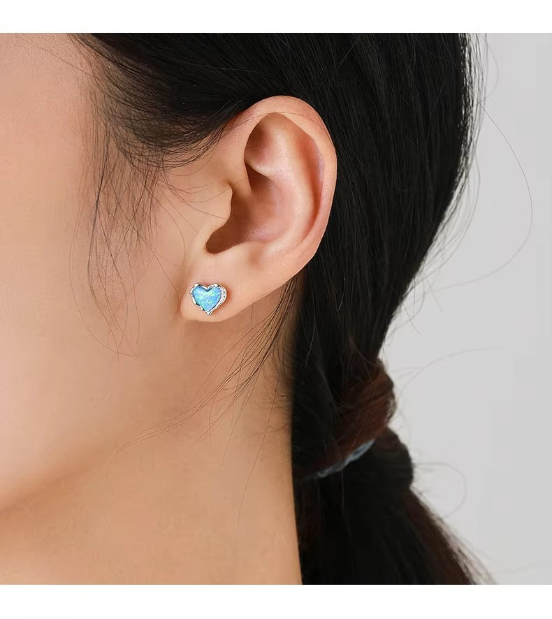 pendientes de plata de ley 925 con corazones irregulares para mujer