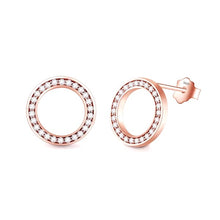 Load image into Gallery viewer, pendientes de plata de ley 2021 para mujer, aretes de Color oro rosa, círculo 3A