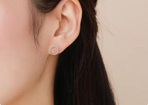 pendientes de tuerca redondos geométricos minimalistas para mujer
