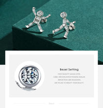 Load image into Gallery viewer, pendientes de plata de ley 925 con Circonia cúbica para mujer, aretes con diseño de personas bailando