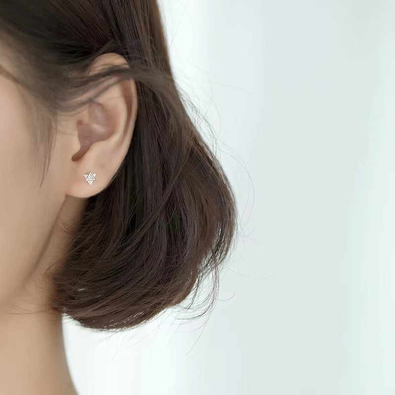 pendientes geométricos de Plata de Ley 925 para mujer