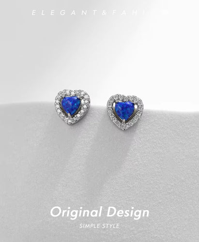 pendientes de plata de ley 925 con corazones brillantes para mujer
