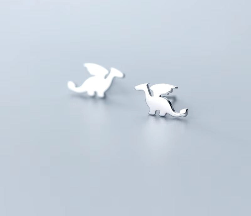 pendientes de tuerca de dinosaurio para mujer, aretes pequeños de Plata de Ley 925