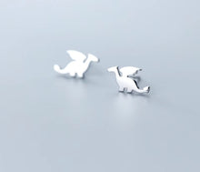 Cargar imagen en el visor de la galería, pendientes de tuerca de dinosaurio para mujer, aretes pequeños de Plata de Ley 925