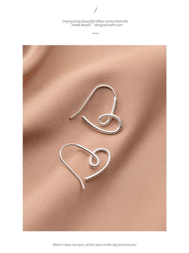 pendientes de plata de ley 925 con forma de corazón para mujer