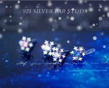 Load image into Gallery viewer, invierno Simple copo de nieve 3 colores claro CZ joyería moda 925 plata esterlina