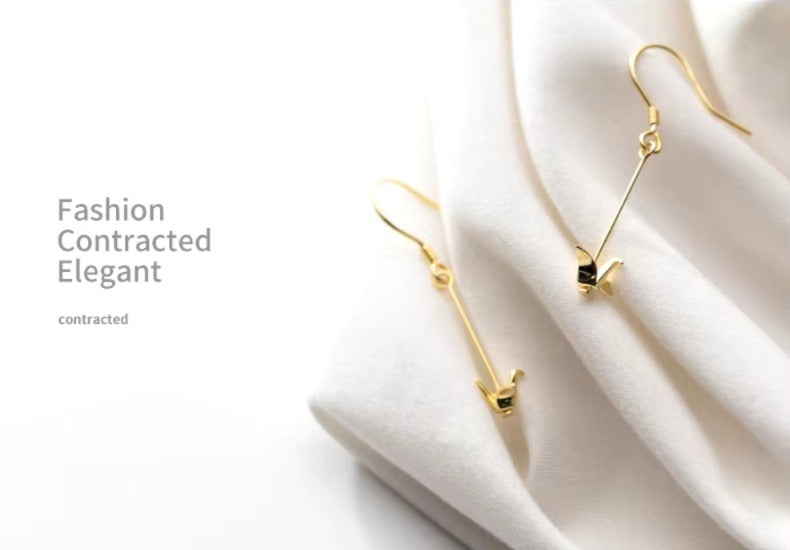 pendientes de gota de cadena larga para mujer y niña, de Plata de Ley 925, aretes de Color dorado