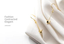 Load image into Gallery viewer, pendientes de gota de cadena larga para mujer y niña, de Plata de Ley 925, aretes de Color dorado