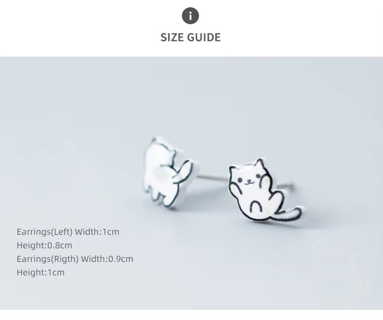 pendientes de tuerca de gato de la suerte para niña y niño