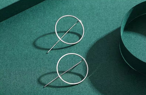 pendientes de plata de ley 925 con forma de círculo Simple para mujer