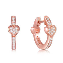 Cargar imagen en el visor de la galería, pendientes de aro de plata de ley 100% con corazones para mujer