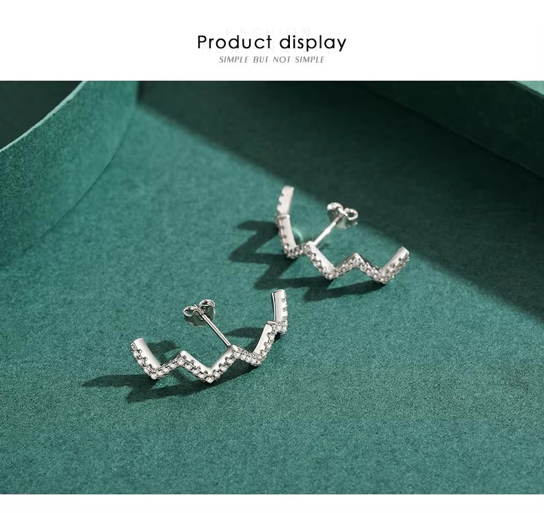 pendientes geométricos de Plata de Ley 925 con circonita transparente, joyería fina Bohemia