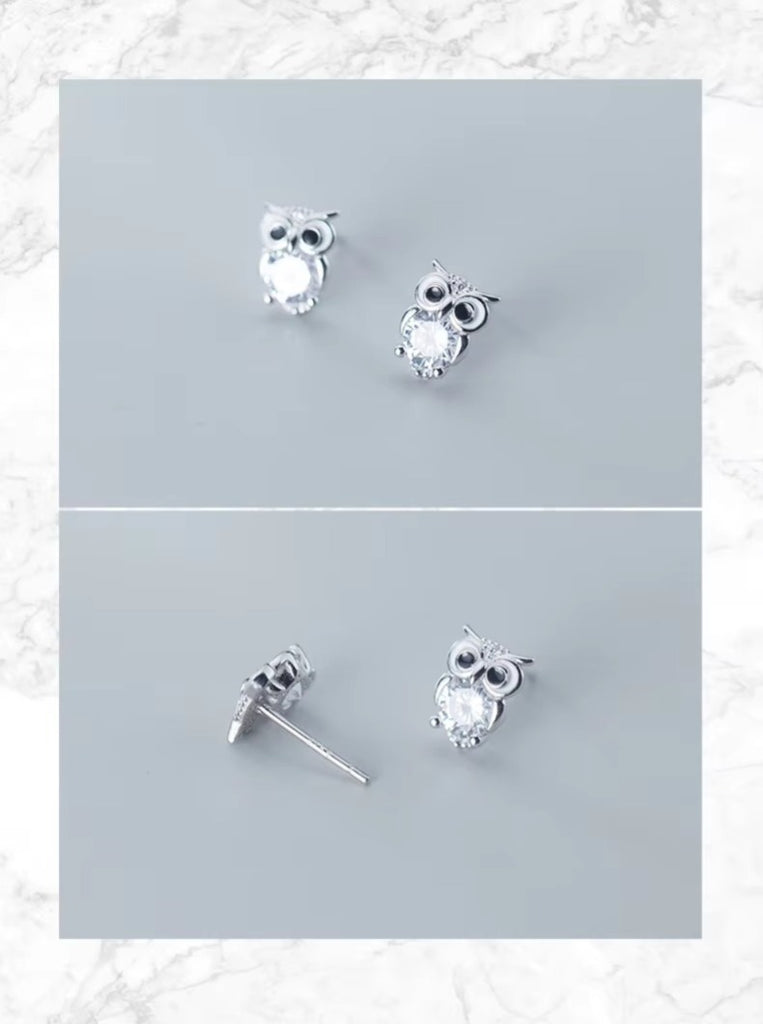 pendientes de plata de primera ley con forma de búho para mujer