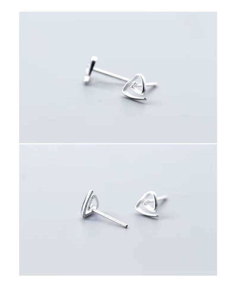 pendientes de plata de ley 925 con forma de triángulo, joyería fina minimalista