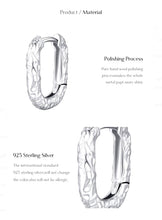 Load image into Gallery viewer, pendientes de aro de Plata de Ley 925 con textura en forma de U para mujer