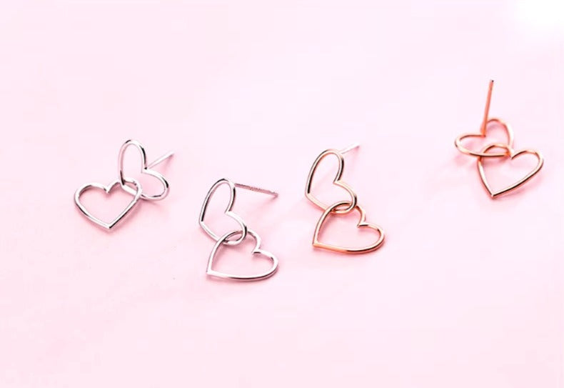 pendientes románticos de corazones a corazón para mujer