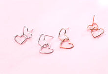 Cargar imagen en el visor de la galería, pendientes románticos de corazones a corazón para mujer