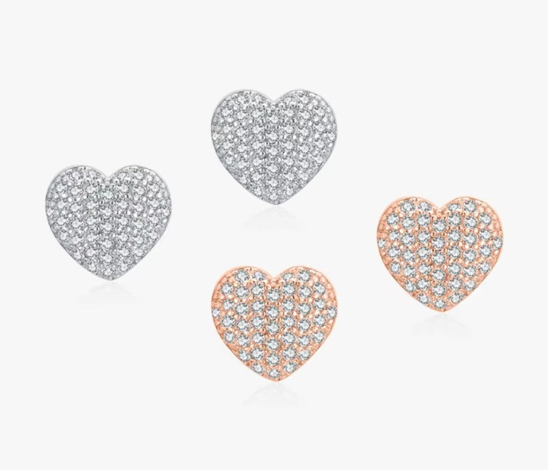 pendientes de plata de ley 925 con forma de corazón para mujer