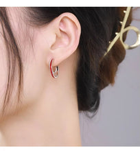 Load image into Gallery viewer, pendientes de plata de ley 925 para mujer, aretes de aro con gradiente