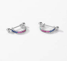 Load image into Gallery viewer, pendientes de aro de Plata de Ley 925 para mujer, joyería hipoalergénica con cuentas de tornillo