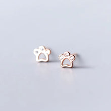 Load image into Gallery viewer, pendientes de plata de ley 925 con forma de pata de perro para mujer, aretes de circonita brillante
