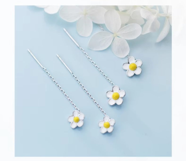 pendientes colgantes de Frangipani para mujer, de plata de ley 100% 925 de alta calidad