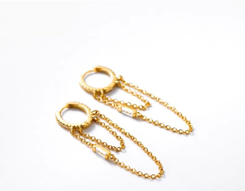 pendientes de aro de Plata de Ley 925 con borlas para mujer