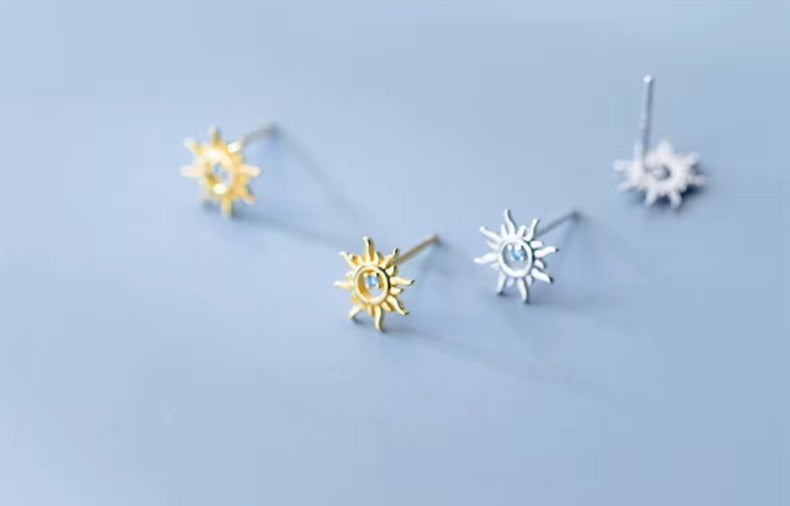 pendientes de plata de ley 925 con forma de Helios para mujer