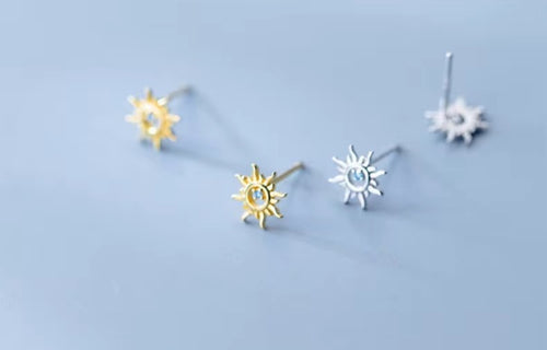 pendientes de plata de ley 925 con forma de Helios para mujer