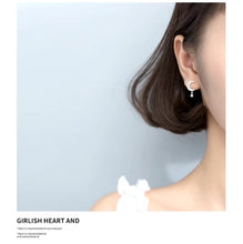 Load image into Gallery viewer, pendientes de plata de ley 925 con forma de luna para mujer, aretes brillantes