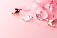 Cargar imagen en el visor de la galería, pendientes de tuerca de dinosaurio para mujer, aretes pequeños de Plata de Ley 925