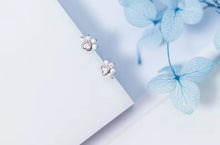 Cargar imagen en el visor de la galería, pendientes pequeños de Plata de Ley 925 con forma de pata de gato para mujer, joyería fina hipoalergénica