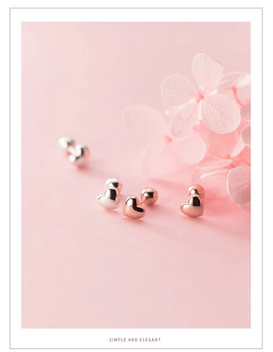 pendientes de plata de ley 925 con corazones brillantes