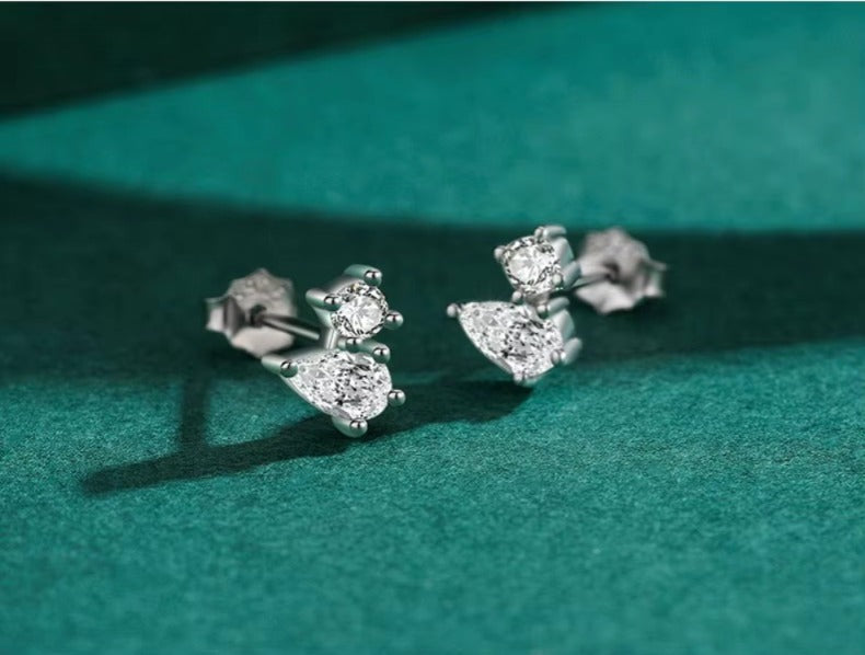 pendientes geométricos de circonia cúbica para mujer y niña, aretes pequeños de plata de ley 100% 925