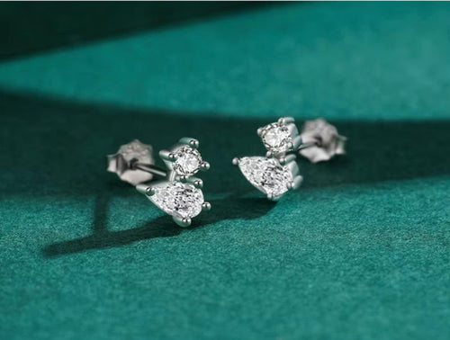 pendientes geométricos de circonia cúbica para mujer y niña, aretes pequeños de plata de ley 100% 925