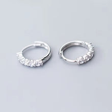 Load image into Gallery viewer, pendientes de aro de circonita brillante para mujer, aretes elegantes de Plata de Ley 925