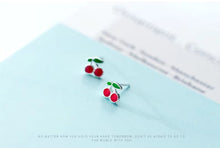 Load image into Gallery viewer, pendientes de esmalte de cereza para niña y mujer