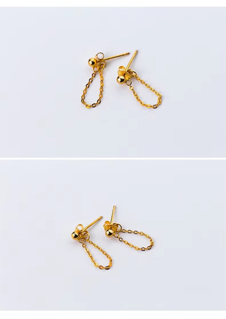 Rock Punk negro cadena Stud pendientes moda 100% Plata de Ley 925 colgante