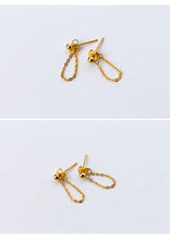 Cargar imagen en el visor de la galería, Rock Punk negro cadena Stud pendientes moda 100% Plata de Ley 925 colgante