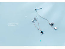 Cargar imagen en el visor de la galería, Venta caliente moda Swing azul estrellas de cristal pendientes de gota 925 Plata de ley