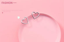 Load image into Gallery viewer, pendientes de plata de ley 925 con forma de corazón para mujer, joyería fina con cierre de tuerca