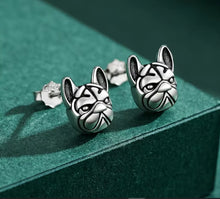 Load image into Gallery viewer, pendientes de plata de primera ley con forma de perro para mujer, aretes pequeño
