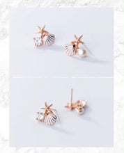 Load image into Gallery viewer, pendientes de plata de ley 925 con forma de concha de estrella de mar para mujer