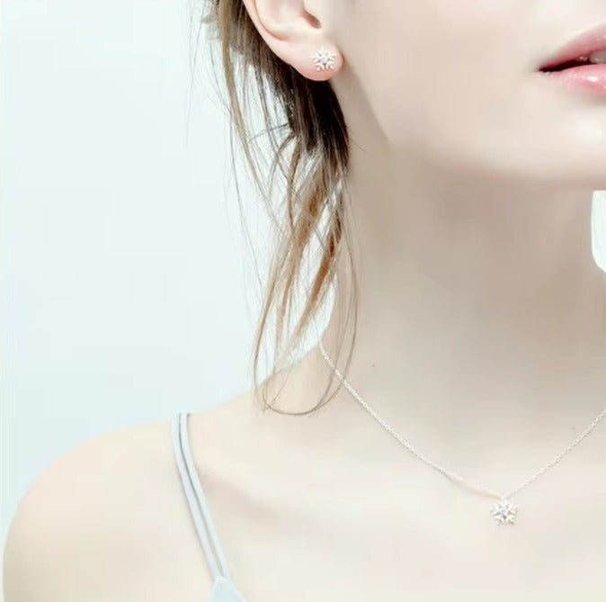 pendientes de plata de ley 925 con forma de copo de nieve