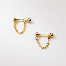 Load image into Gallery viewer, pendientes de plata de ley 925 con cadena de eslabones para mujer