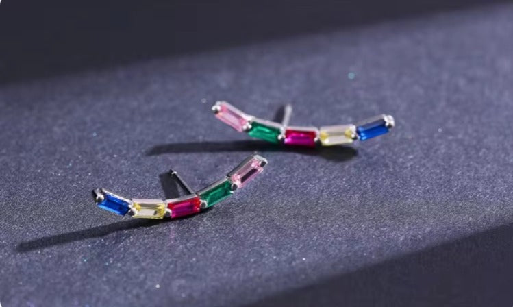 pendientes rectangulares de Plata de Ley 925 para mujer